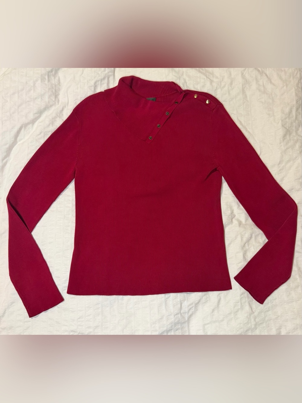 Lauren Ralph Lauren Red Silk Blend Ribbed Sweater – Size Large